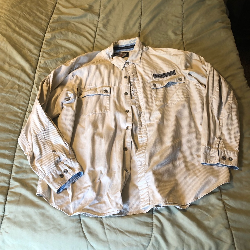 Men’s Harley Davidson Embroidered Dress Shirt Long Sleeve 2XL